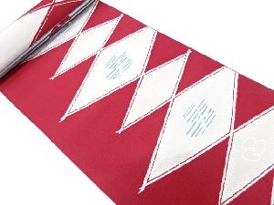 アンティーク　菱に花模様織り出し　八寸帯地反物